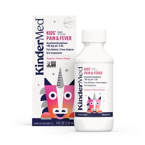 KinderMed Kids' Pain & Fever Acetaminophen Oral Suspension, Organic Cherry Flavor, 4 FL OZ