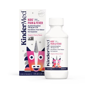 KinderMed Kids' Pain & Fever Acetaminophen Oral Suspension, Organic Cherry Flavor, 4 FL OZ