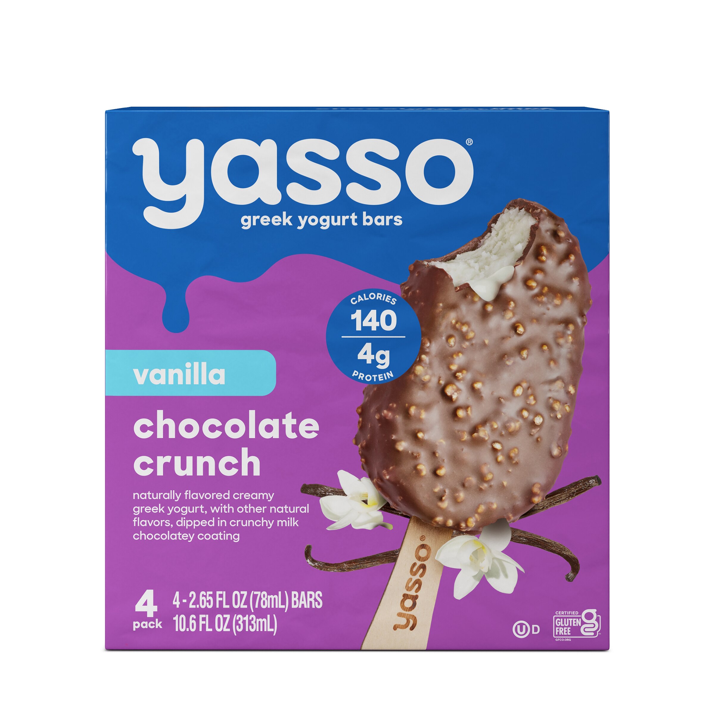 Yasso, Greek Yogurt Bars, Vanilla Chocolate Crunch, 4 Ct - 3.86 Oz , CVS