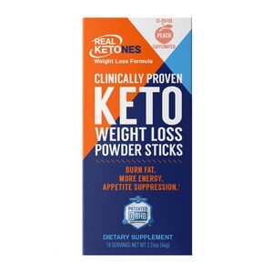 Real Ketones BHB Weight Loss Powder Sticks, Peach, 10 CT
