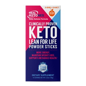 Real Ketones BHB+MCT Lean for Life Powder Sticks, Orange, 10 CT