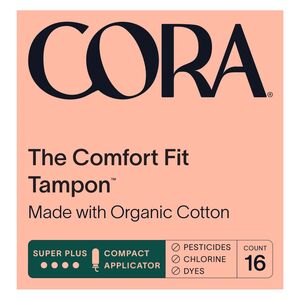 Cora Super Plus Organic Cotton Tampons, 16 CT