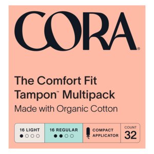 Cora The Comfort Fit Organic Cotton Tampons, Light And Regular Variety Pack, 32 Ct , CVS