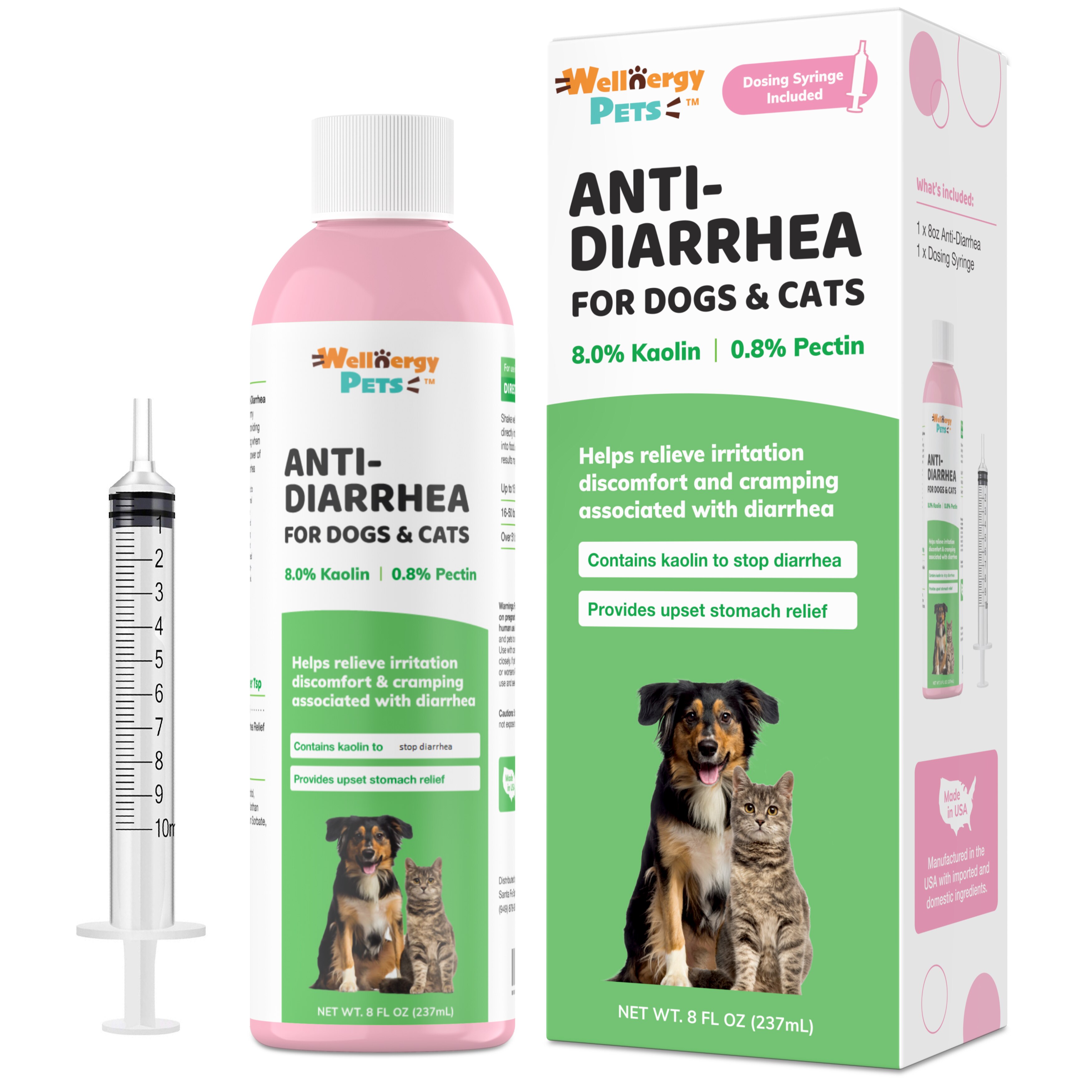 Wellnergy Pets Anti-Diarrhea For Dogs And Cats With Syringe, 8 Oz - 16 Oz , CVS