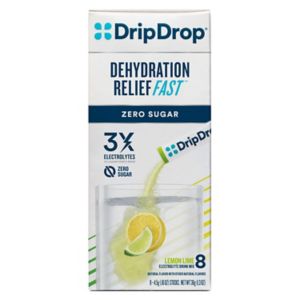 Drip Drop Dehydration Relief 0 Sugar Lemon/Lime Electrolyte Powder Sticks, 8 CT
