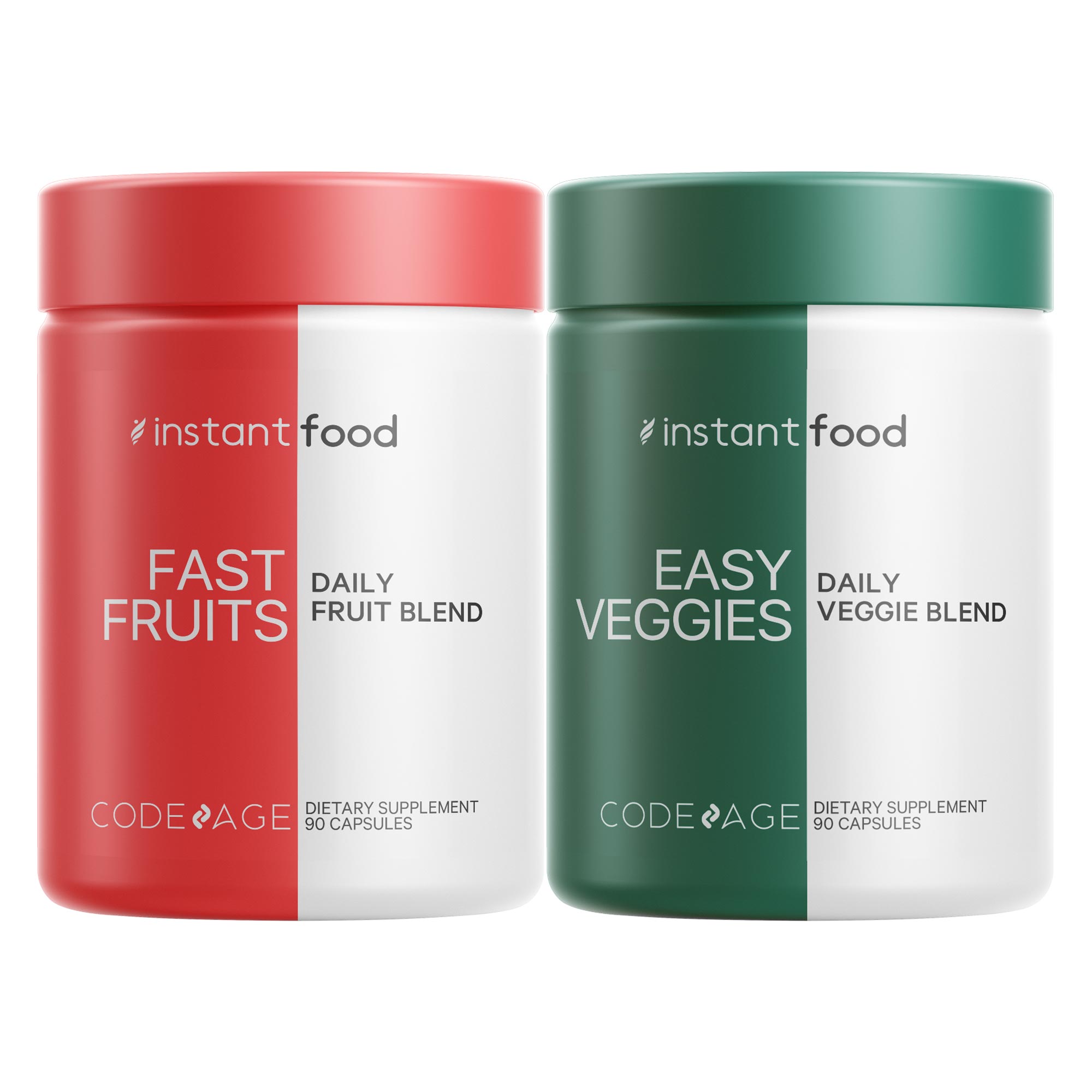 Instantfood Easy Veggies + Fast Fruits Bundle, Whole Food Greens Vegetable & Fruits Vitamins, 180CT
