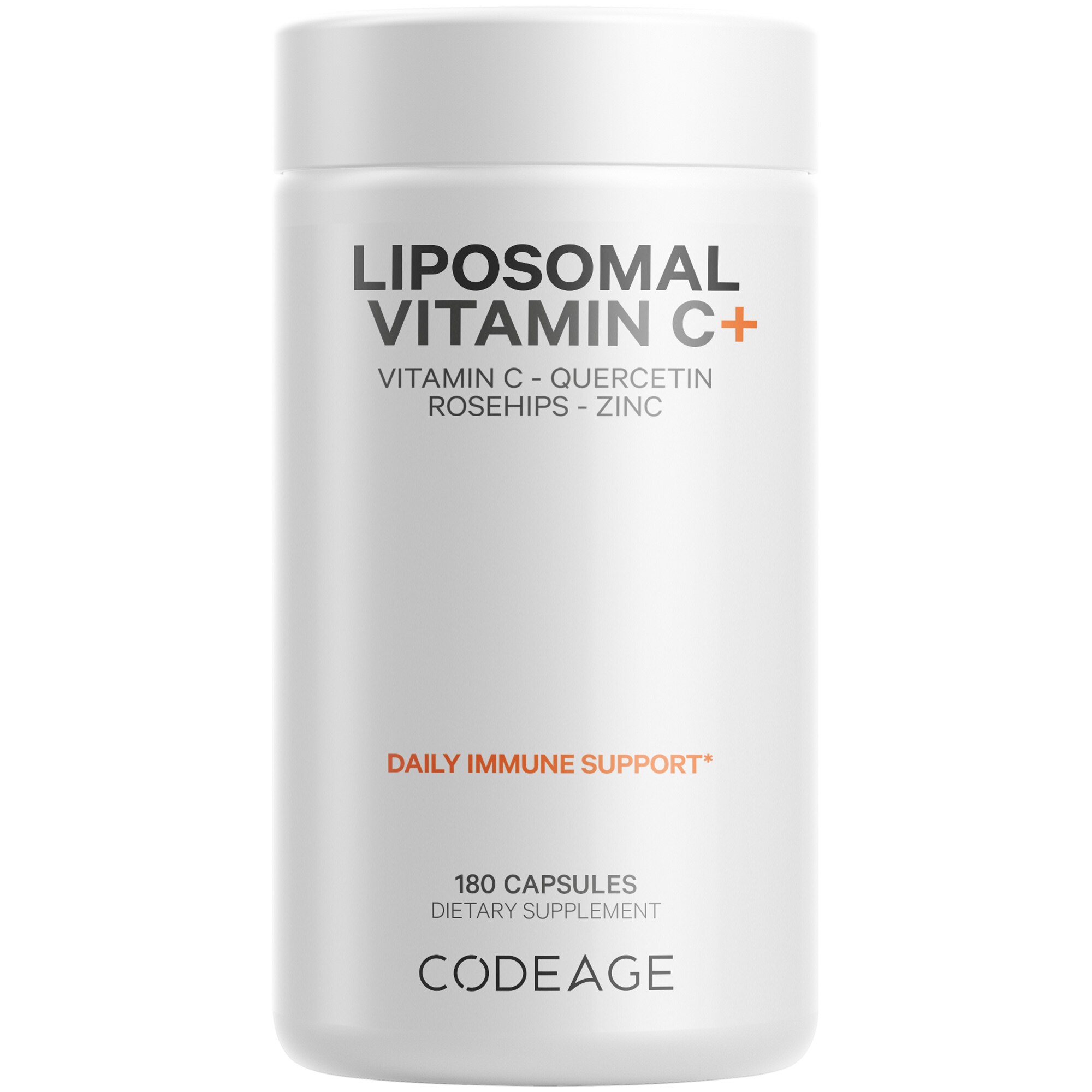 Codeage Liposomal Vitamin C 1500mg, Zinc, Elderberry, Citrus Fruits Bioflavonoids, Quercetin & Rose Hips, Vegan Supplement, 180 CT
