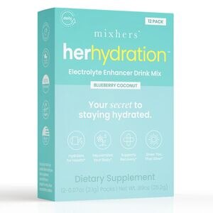 Mixhers Herhydration Electrolyte Enhancer Drink Mix, Blueberry Coconut, 12 Ct , CVS