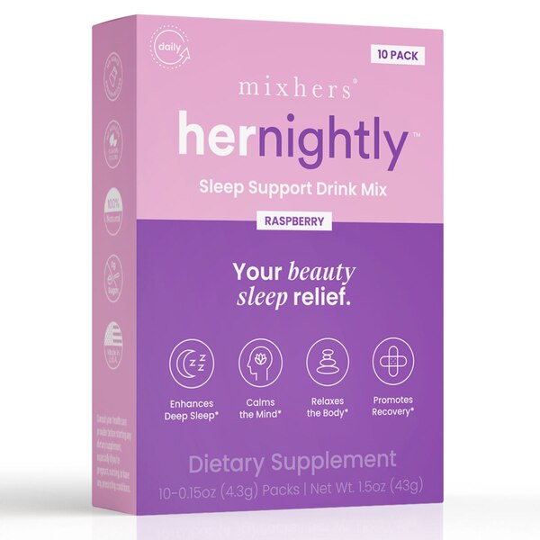 Mixhers Hernightly Sleep Support Drink Mix, Raspberry, 10 CT Pick Up