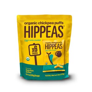 Hippeas Organic Chickpea Puffs, Vegan White Cheddar, 6 CT