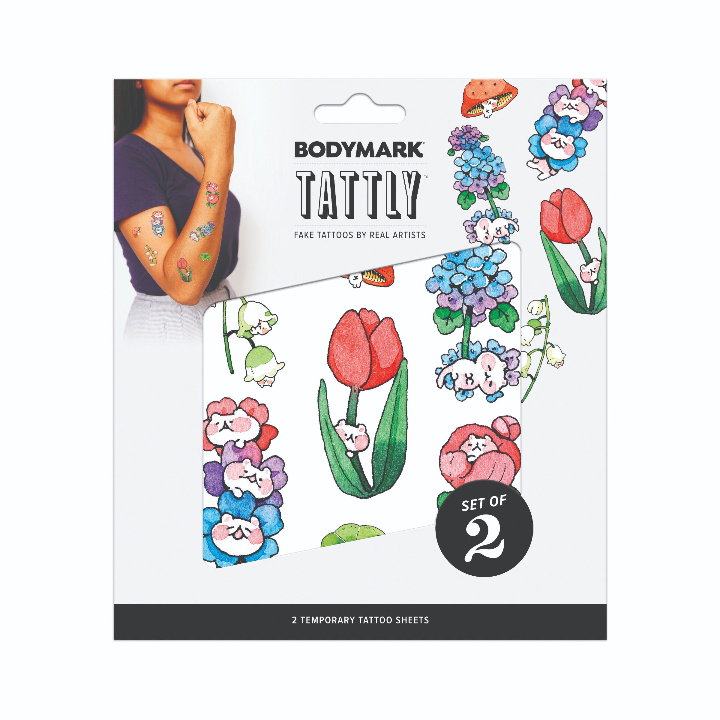 Tattly Temporary Tattoos, Large Designs, Flora-fly, Two Sheets , CVS