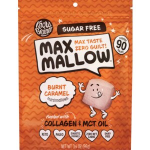  Max Mallow Burnt Caramel Keto Sugar Free Marshmallows, Fueled with Collagen & MCT Oil, 3.4 OZ 