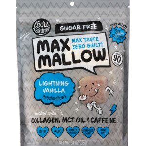 Max Mallow Lightning Vanilla Keto Sugar Free Marshmallows, Fueled with Collagen & MCT Oil, 3.4 OZ