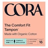 CORA The Comfort Fit Tampon, Organic Cotton, Regular Absorbency, 16 CT, thumbnail image 1 of 5
