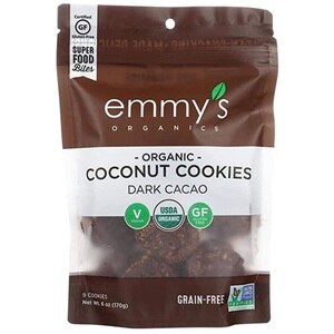  Emmy's Organics Coconut Cookies, Dark Cacao, 6 OZ 