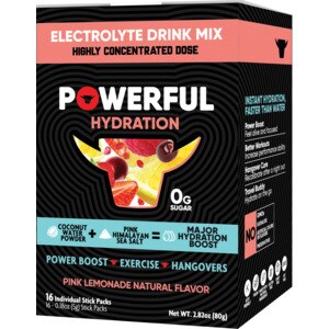Powerful Hydration Electrolyte Drink Mix, Pink Lemonade, 16 CT