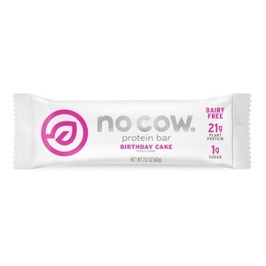  No Cow Birthday Cake Protein Bar, Dairy Free and 21g of Plant Protein, 2.12 OZ 