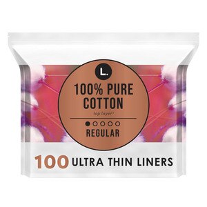 L. Chlorine Free Ultra Thin Liners, Regular, 100 CT