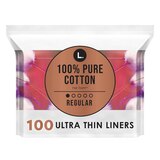 L. Organic Ultra Thin Panty Liners Regular, 100 CT, thumbnail image 1 of 9