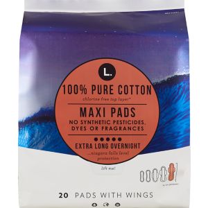 L. Chlorine Free Maxi Extra Long Overnight Pads with Wings, 20