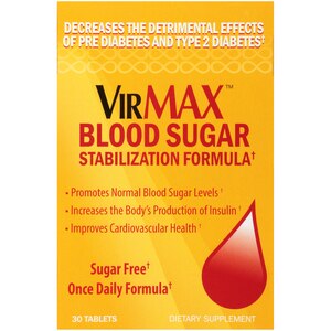 VirMax - Suplemento dietético en tabletas para estabilizar el azúcar en sangre, paquete de 30