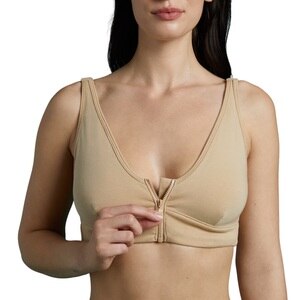 Slick Chicks Wireless Zip Front Bra Beige XL , CVS