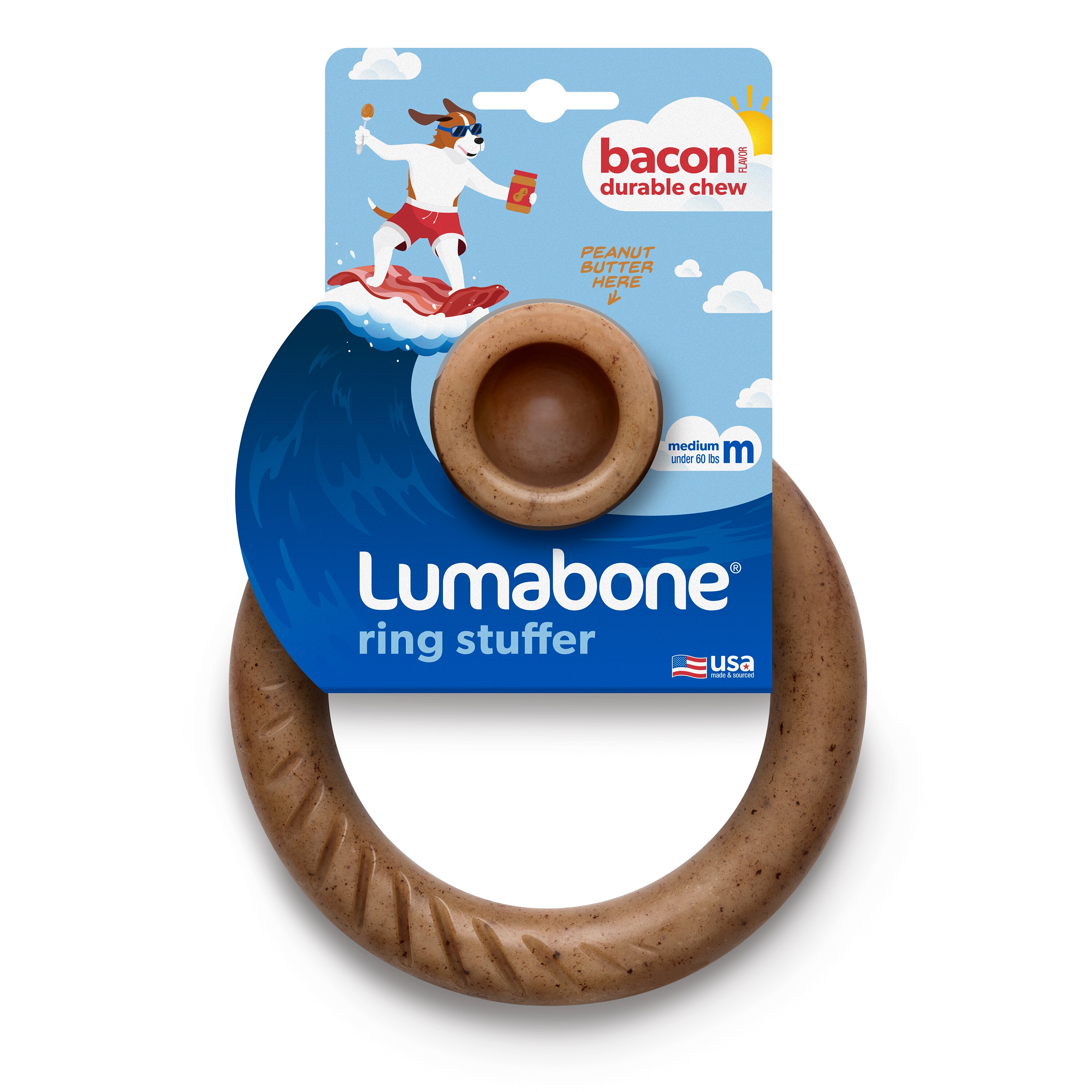 Lumabone Ring-Stuffer Bacon Flavor Dog Chew Toy, Medium , CVS