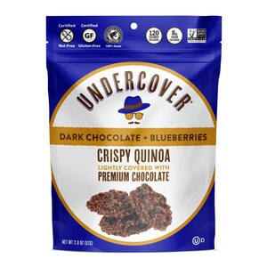 Undercover Crispy Quinoa Lightly Covered with Premium Chocolate, Dark Chocolate + Blueberries, 2 OZ