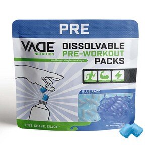 VADE Nutrition Dissolvable Pre-Workout Packs, Blue Razz, 4.16 OZ
