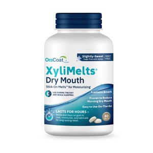 OraCoat XyliMelts For Dry Mouth Relief, Sugar-Free With Xylitol, Slightly Sweet Mint-Free, 80 Count - 80 Ct , CVS
