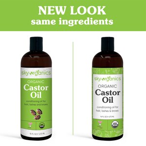 Sky Organics Organic Moisturizing Castor Oil for Eyelashes, Hair and Skin,  16 OZ