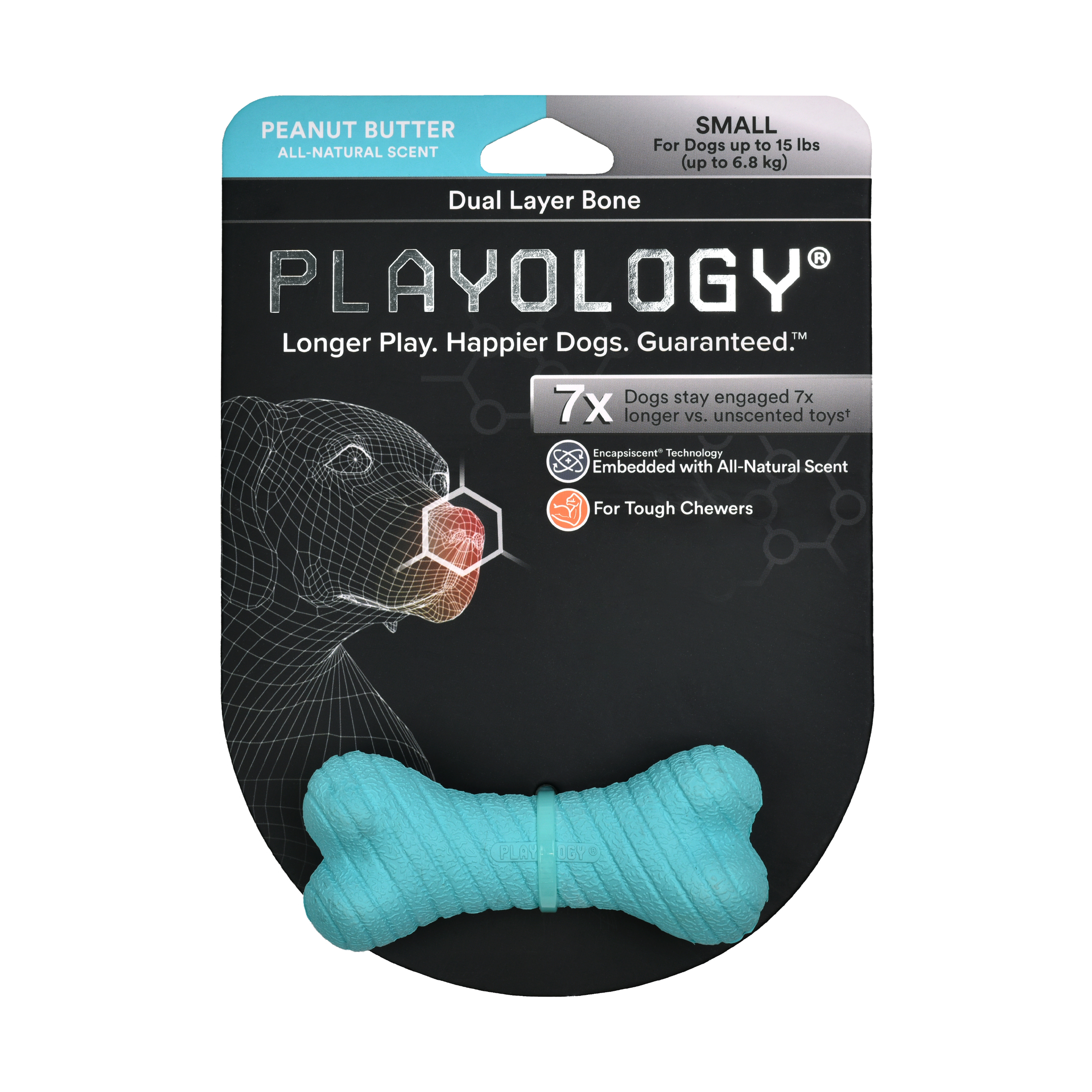 Playology Dual Layer Bone, Peanut Butter, Small