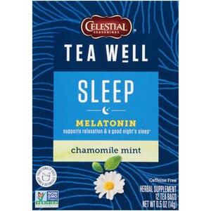 TeaWell Sleep Melatonin Chamomile Mint Tea Bags, 12 CT