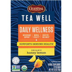 TeaWell Daily Wellness Organic Honey Lemon Tea Bags, 12 CT