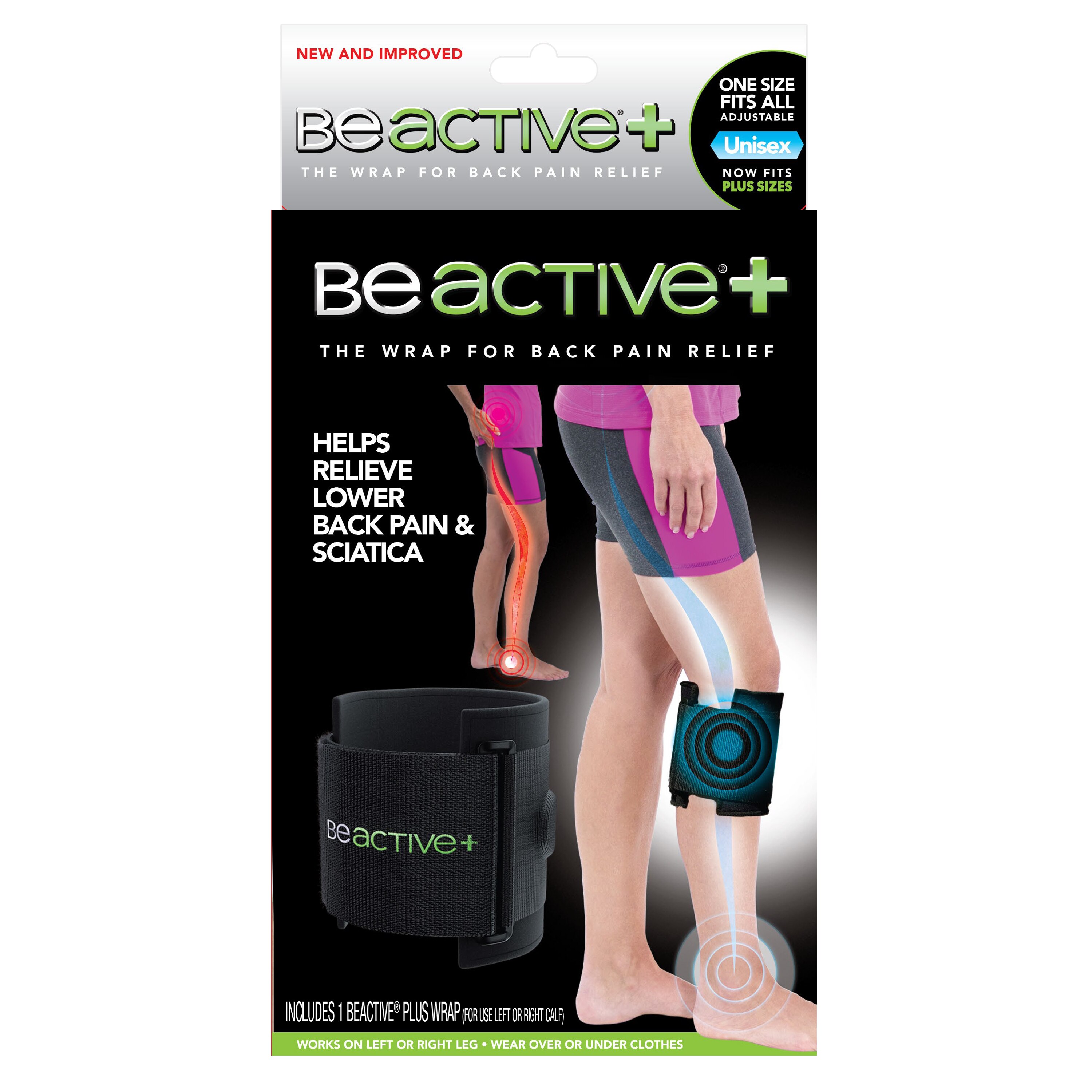 BeActive+ Instant Relief Acupressure Calf Brace For Sciatic Nerve Pain, Black , CVS