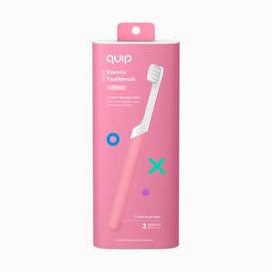 Quip Kids Electric Toothbrush Kit With Built-In Timer And Travel Case, Soft Bristle Brush Head, Pink Rubber , CVS
