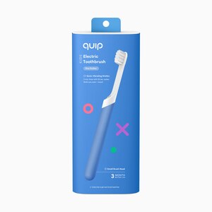 Quip Kids Electric Toothbrush Kit With Built-In Timer And Travel Case, Soft Bristle Brush Head, Blue Rubber , CVS