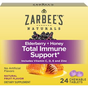 Zarbee's Adult Elderberry Plus Honey Total Immune Support Chewable, 24 Count