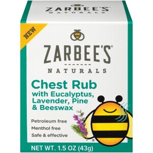 Zarbee's Naturals - Ungüento pectoral pediátrico, eucalipto, lavanda, pino y cera de abejas, 1.5 oz