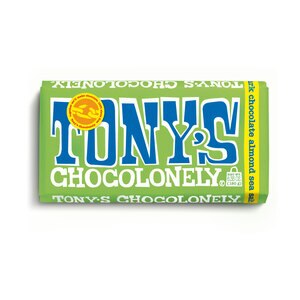 Tony's Chocolonely 51% Dark Chocolate Bar with Almonds and Sea Salt, 6.35 OZ