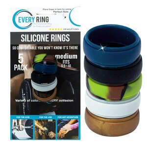 EveryRing Men's Silicone Rings, Medium Fit, 5 Pack