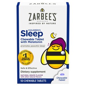 Zarbee's Naturals Children's Sleep with Melatonin Supplement, Natural Grape, 50 Chewables