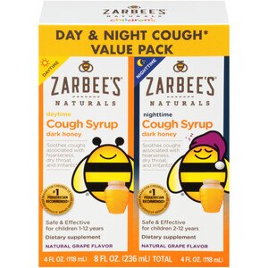  Zarbee's Naturals Children's Cough Syrup* with Dark Honey Daytime & Nighttime, Grape, 4 Oz. (2 Pk) 