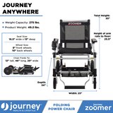 Journey Health and Lifestyle Zoomer Folding Power Chair with Joystick, Portable Indoor Outdoor Battery Powered Mobility Chair, thumbnail image 2 of 4