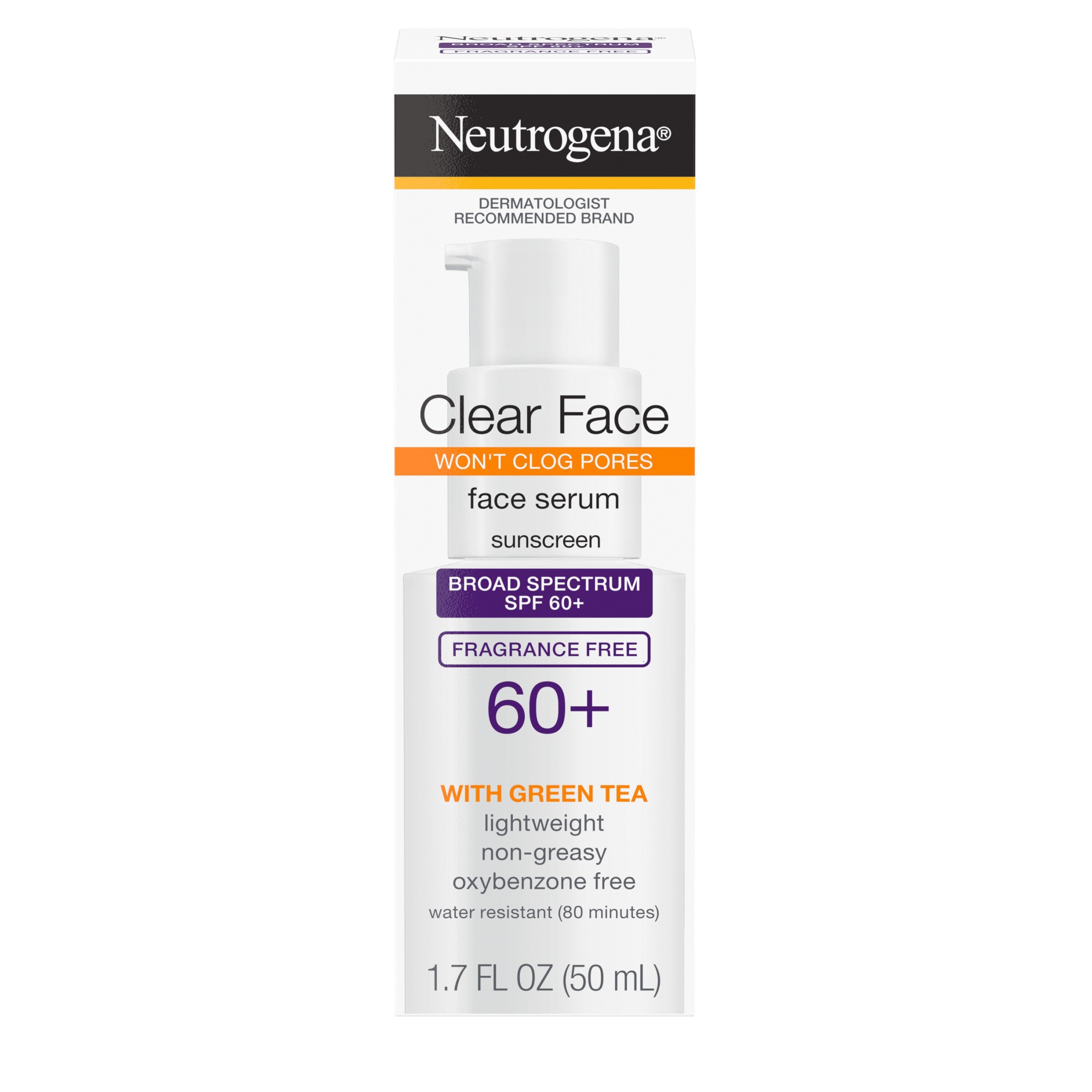 Neutrogena Clear Face Serum Sunscreen With Green Tea, SPF 60+, 1.7 Oz , CVS
