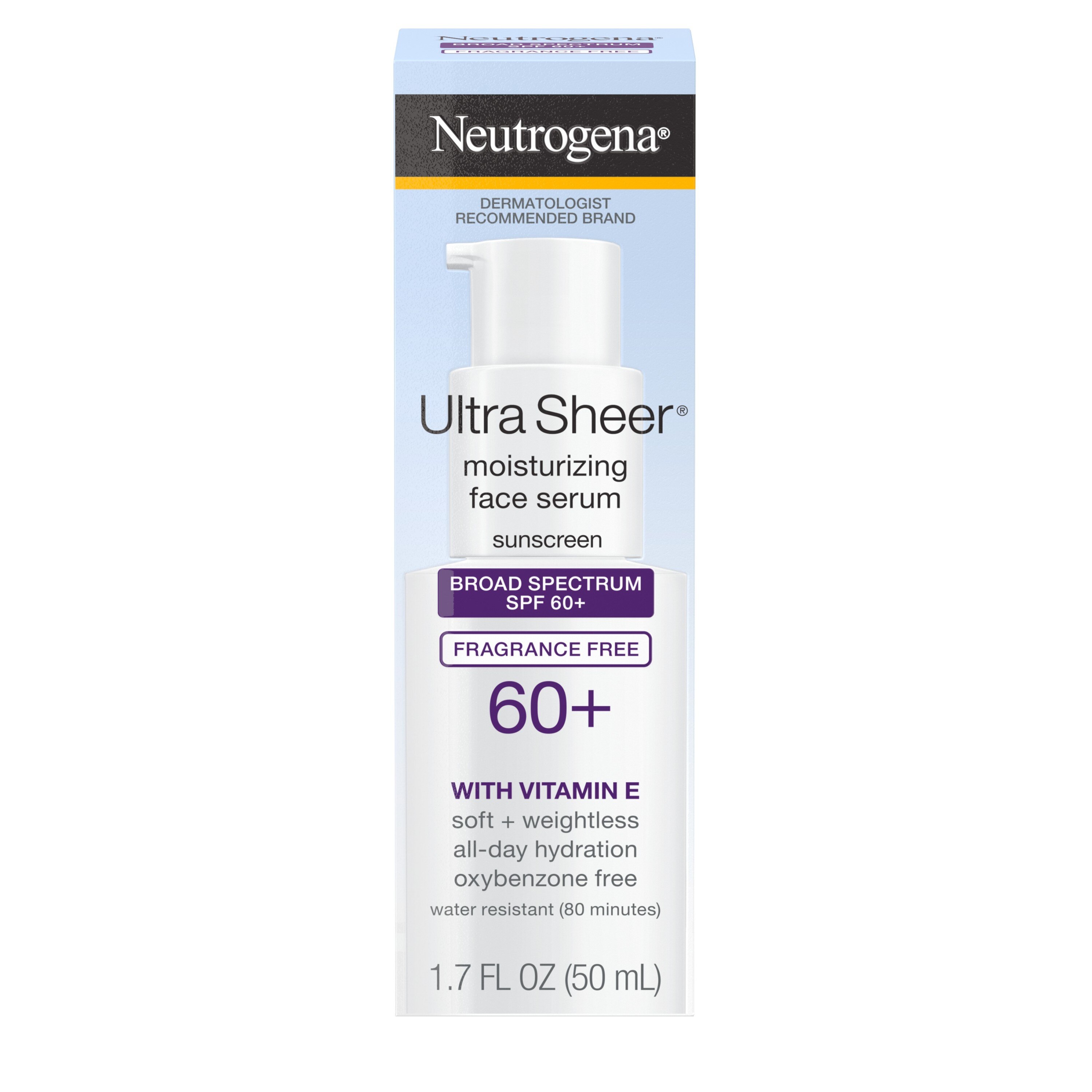 Neutrogena Ultra Sheer Moisturizing Serum, Vitamin E, SPF 60+, 1.7 Oz - 3 Oz , CVS