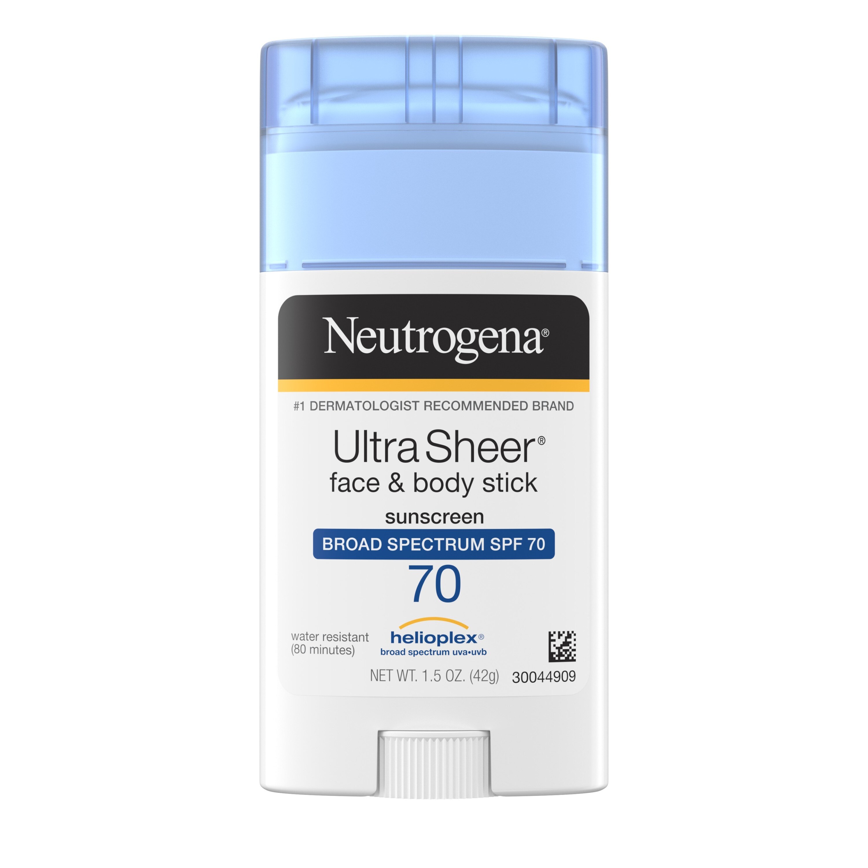 Neutrogena Ultra Sheer - Barra de protección solar para rostro y cuerpo, FPS 70, 1.5 oz