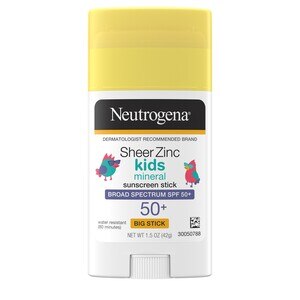 Neutrogena Sheer Zinc Kids Mineral Sunscreen Stick, SPF 50+, 1.5 OZ