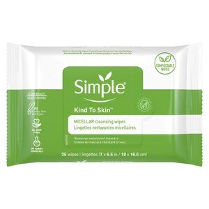 Simple Micellar Makeup Remover Wipes, 25/Pack