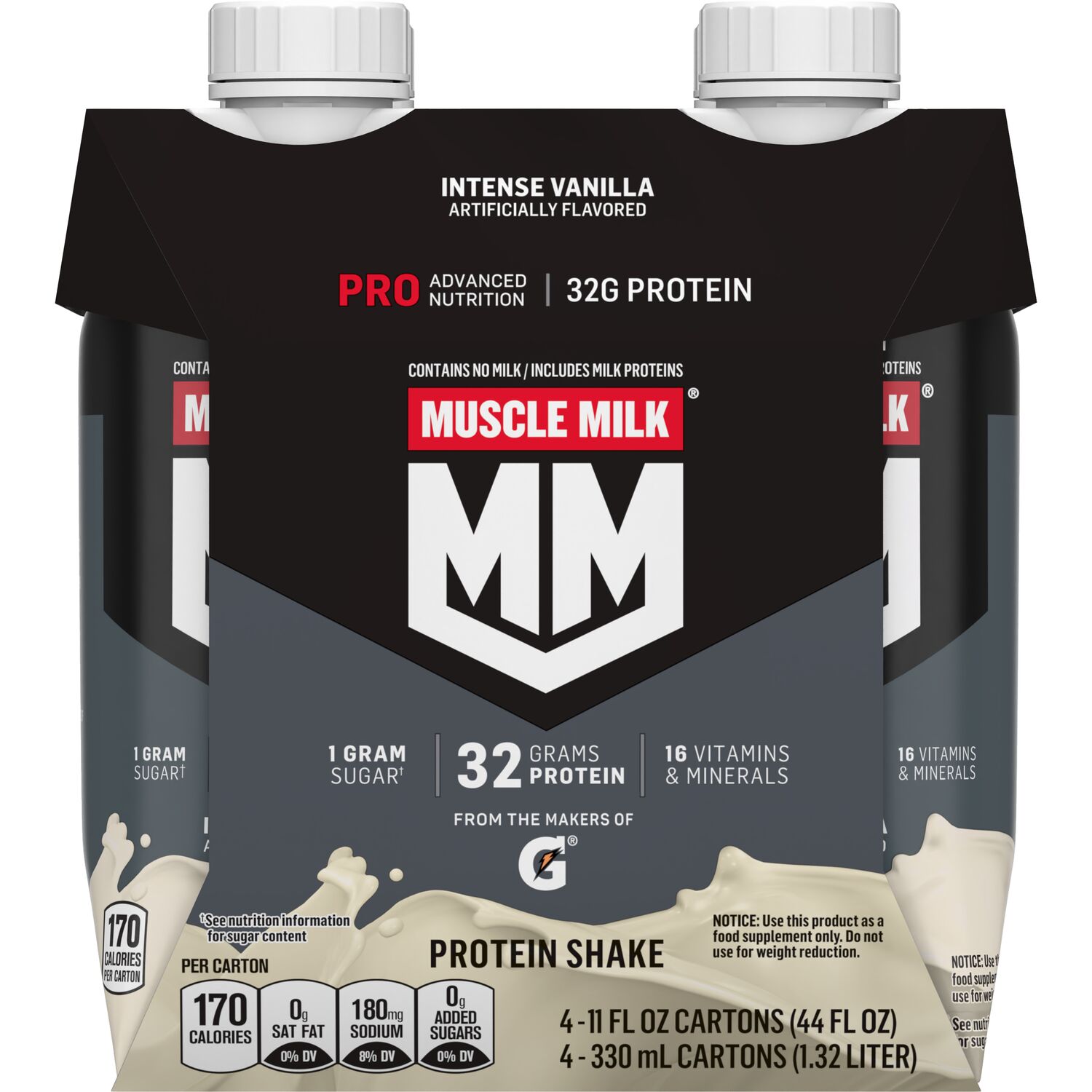 Muscle Milk Pro Series Protein Shake, Non Dairy, Intense Vanilla, 4 CT, 11 Oz , CVS